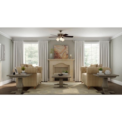 Hampton Bay Vaurgas 44 In. LED Indoor Brushed Nickel Ceiling Fan With