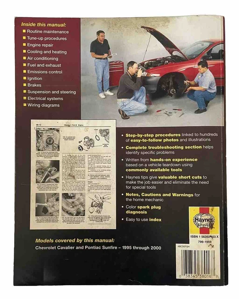 Manual de reparación Haynes General Motors Chevy Cavalier Pontiac Sunfire 1995-2000 Foto 2 de 4
