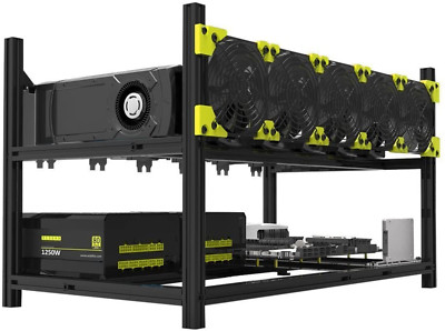 6 GPU Mining Case Rig Aluminum Stackable Preassembled Open Air Frame
