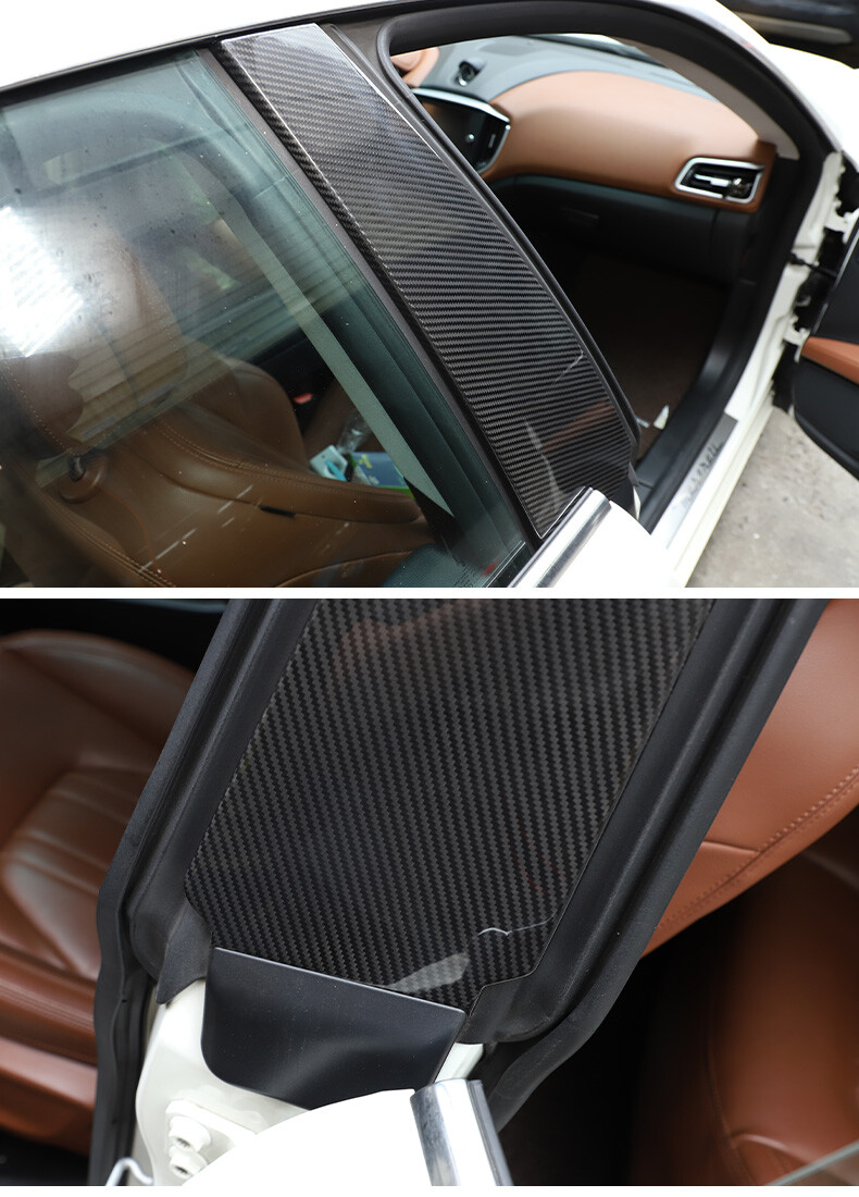 Real Dry Carbon Fiber Car Window B Pillar Trims For Maserati Ghibli 2014-2021 US