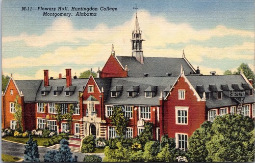 Flowers Hall, Huntingdon College, Montgomery Alabama - 1948 Leinen Postkarte