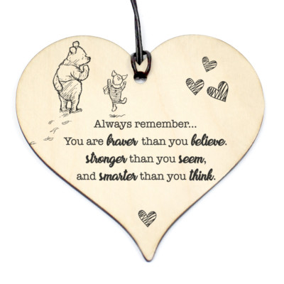 #812 WINNIE THE POO ZITAT Geburtstag Weihnachten Liebe Plakette Schild Freundschaft Holz Herz