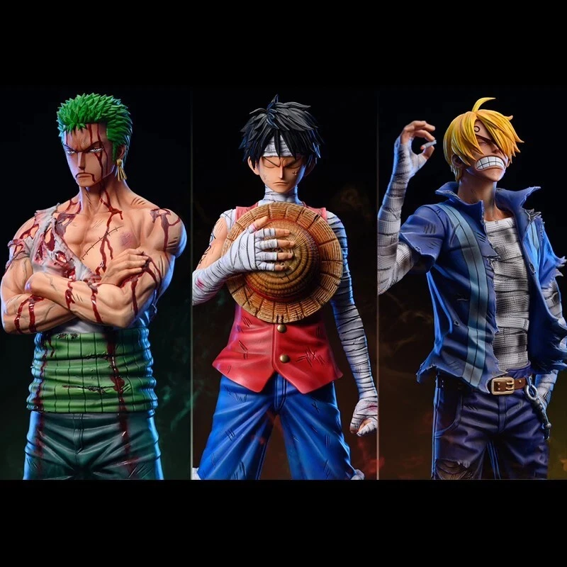 Action Figure One Piece Luffy Roronoa Zoro Sanji 30cm STATUA DA COLLEZIONE Anime - Immagine 2 di 4