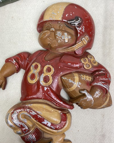 Vintage Homco 1976 3 Football Player Plaques Wall Decoration Cute! ~Office-G5 - Picture 10 of 12