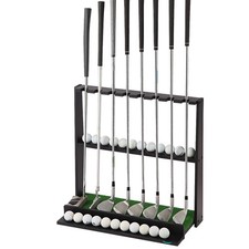 EnigmaSoul Wooden Golf Putter Stand with Ball Storage - Holds 8 Clubs Black
