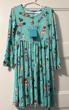 Posh Peanut Girls Fritz Twirl Nutcracker Long Sleeves Dress Bamboo Blue Size 7