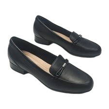 Clarks Collections Shoe Loafer Black 1" Heel Slip-On Women's Size 6.5 Comfort