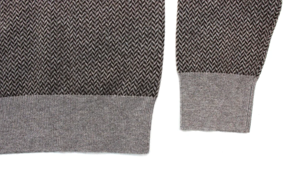 Suéter Polo The Mens Store M Gris Marrón Espiga Lana Cachemira Bloomingdales Foto 3 de 4