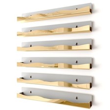 YMVV Wall-Mounted Nail Polish Organizer Rack - 15-Inch Gold Mirror Finish Nai...