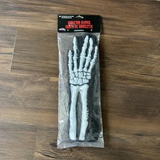 Fun World Skeleton Gloves With Arm Bones Halloween Scary Adult Size
