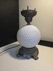 Vintage Hobnail Milk Glass Table Hurricane Lamp No Shade