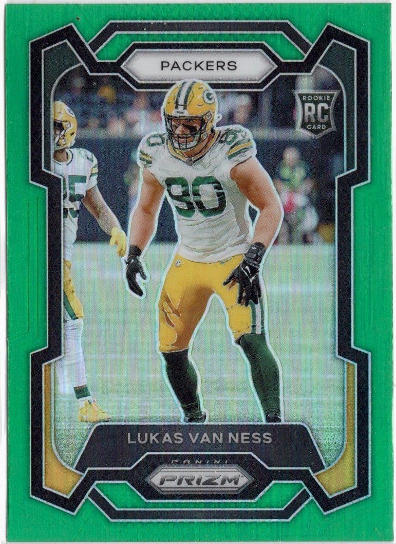 2023 Panini Prizm Green Prizm Lukas Van Ness Rookie Parallel Card #336 Packers