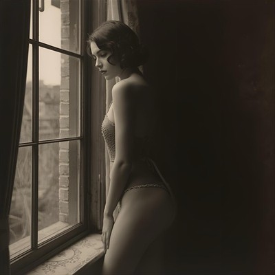 Dame Frau Model Vintage Retro Foto Jugendstil 1920 Kunstdruck Kunst Akt Porträt
