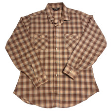 Vtg 70s Levi's Plaid Western Shirt Mens XL Brown Button Up Long Sleeve Saddleman