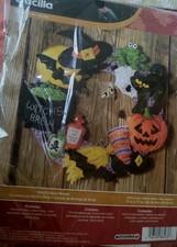 Bucilla A Witch's Brew Wreath Felt Sequin Kit - open but not started