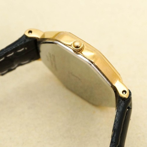 YVES SAINT LAURENT Octagon Watch Leather Gold Black Vintage Authentic From Japan - Picture 16 of 24