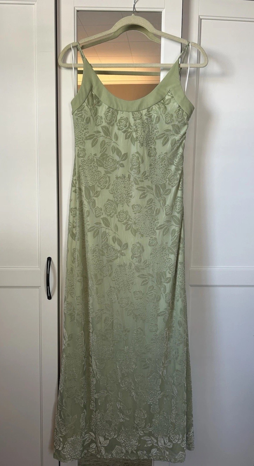 Hello Molly Women’s Sage Green Maxi Dress Velvet Burnout