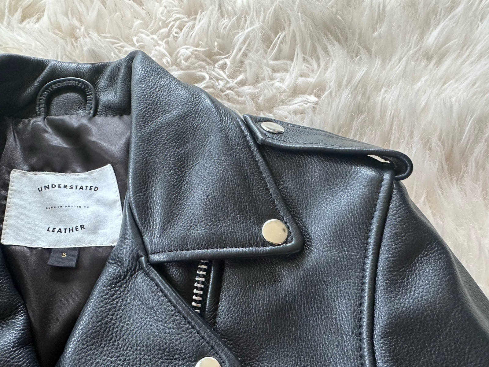 Understated Leather black custom Jacket Size Small - image 4