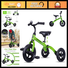 3-in-1 Toddler Tricycle for Ages 2-5, Folding Balance Bike, Adjustable Seat, Rid