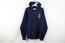Vintage 90s Disney Mens Medium Faded Winnie the Pooh Tigger Full Zip Hoodie Blue
