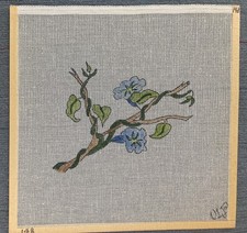 BLUE FLORAL Hand Painted Needlepoint Canvas 14” x 14” VIP #148 Unstitched