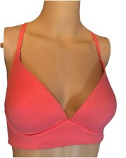 Victorias Secret Bra Womens 34B Peach Lightly Lined Plunge Wireless T-Shirt Soft