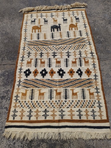 Vintage Traditional Oriental Soumak Afghan Multicolor Wool Kilim Rug 181x100 cm