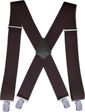 2 Inch Men  s Heavy-Duty Suspenders   Adjustable X-Back Work Pants Strong Brown