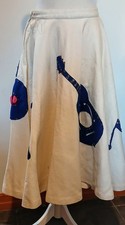 VTG 50s Rare Felt Rock N Roll Themed Circle Skirt w Music App By Rosecrest NY, S