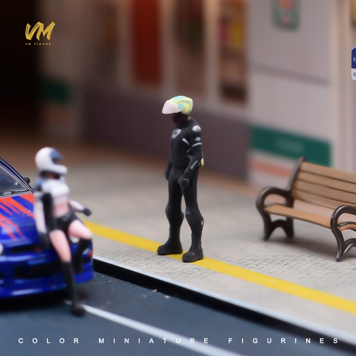 Diorama Resin 1/64 Motocycle Boy Painted Scene Props Figure Doll Fit Car Toys - 第 4/11 張圖片