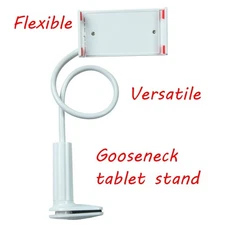 Flexible Gooseneck Tablet Stand with Sturdy Clamp Adjustable Viewing Mount