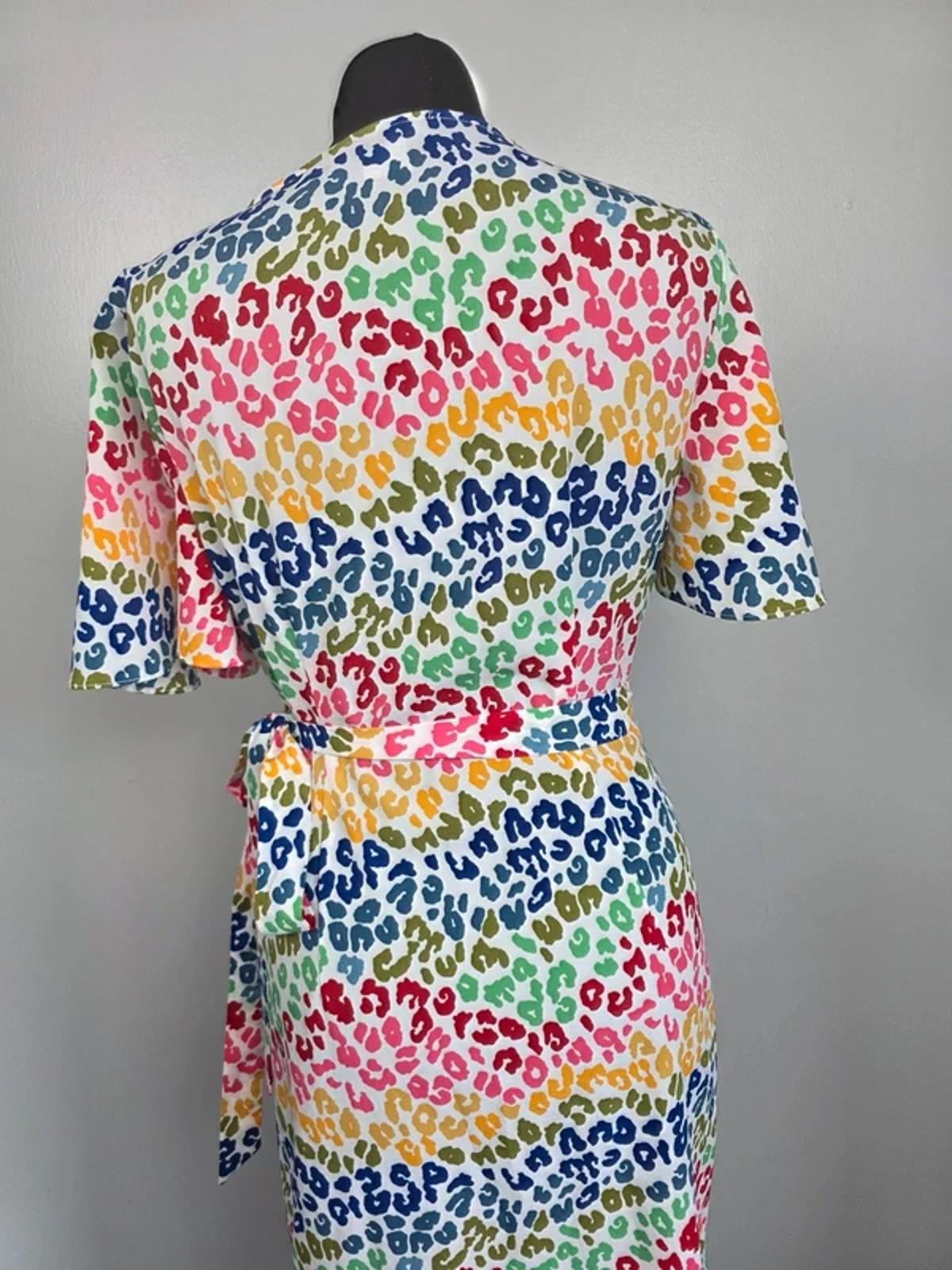 Never Fully Dressed Rainbow Leopard Wrap Midi Dre… - image 9