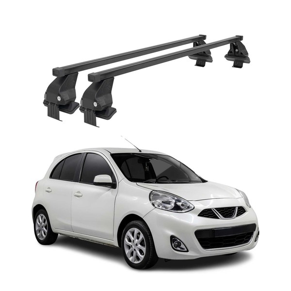 Menabo DachträGer GrundtäGer FüR Nissan Micra 2017-2023 50Kg Stahl Schwarz 2 Tlg-image