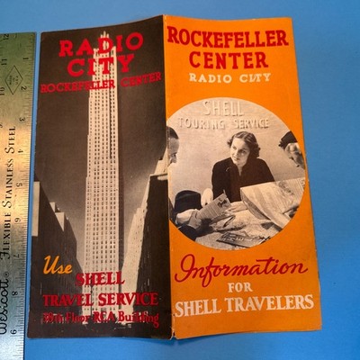 Shell Gasoline Travel Service Rockefeller Center NYC Brochure 1939 MOMA, NBC vt