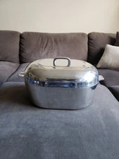 Magnalite Classic 18" 17 Qt Oval Roaster Dutch Oven Aluminum Pot Lid CLEAN!!!