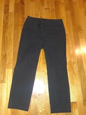 Ladies Talbots Black White Polka Dots Side Zipper Chatham Ankle Pants Size 8
