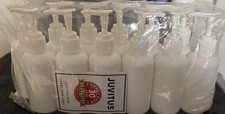 4 oz White Plastic HDPE Boston Round Bottles w/ White Lotion Pump 12 pack