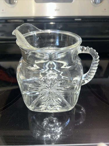 Collectible Anchor Hocking Prescott Star Of David Square Pitcher 40 Oz Vintage