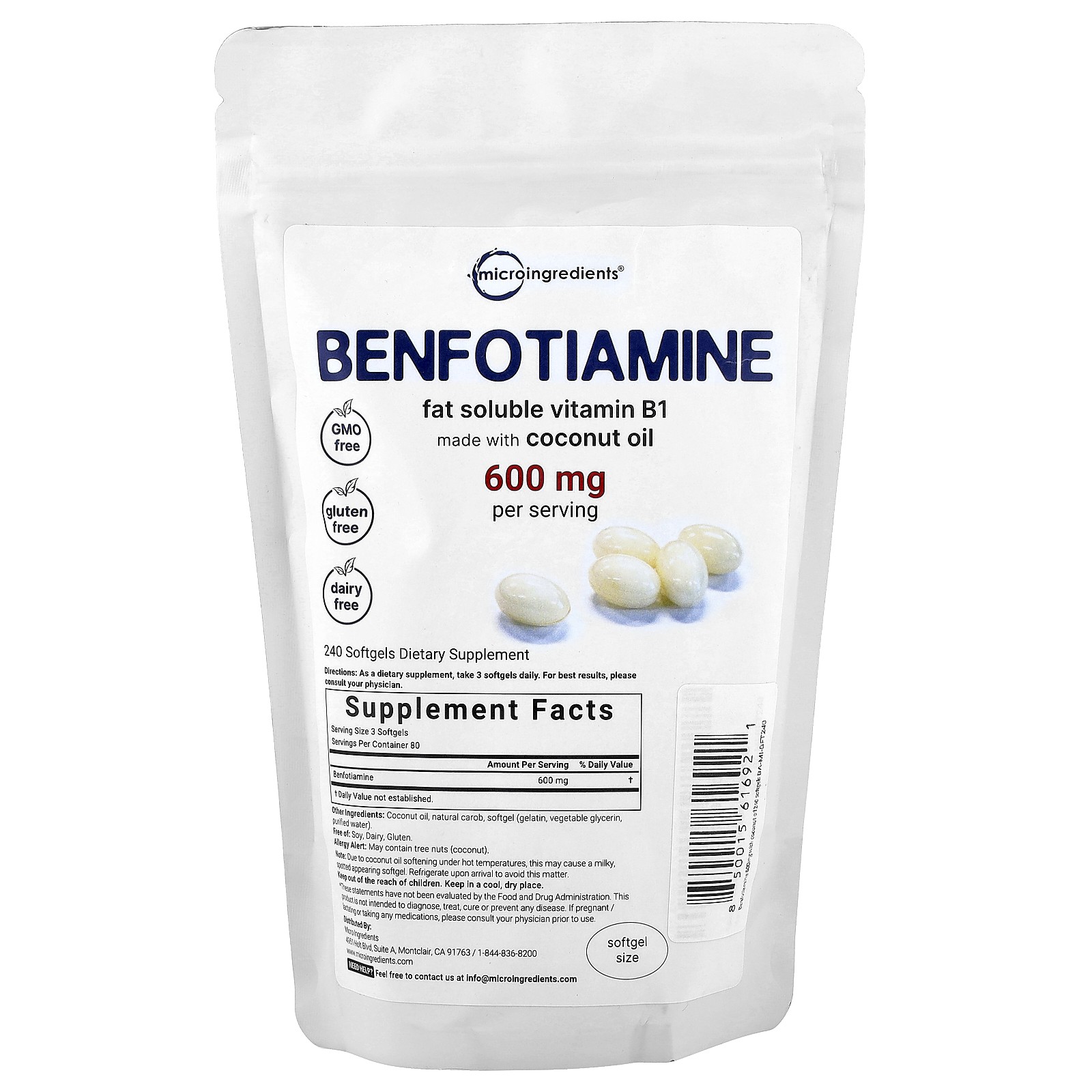 Бенфотиамин, 240 капсул (по 200 мг в каждой капсуле)