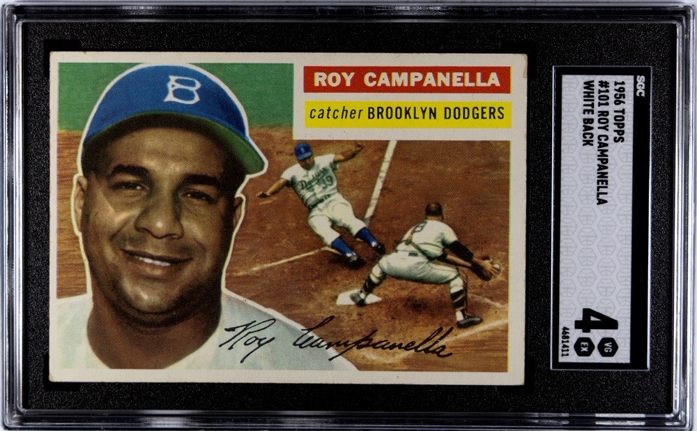 1956 topps Roy Campanella 101 White Back SGC 4