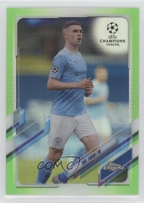 2020 Chrome UEFA Champions League Neon Green Refractor 86/99 Phil Foden #34 02q8
