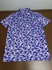 G/FORE Men's Aura Skull Camo Golf Polo Shirt Purple White Size Small S