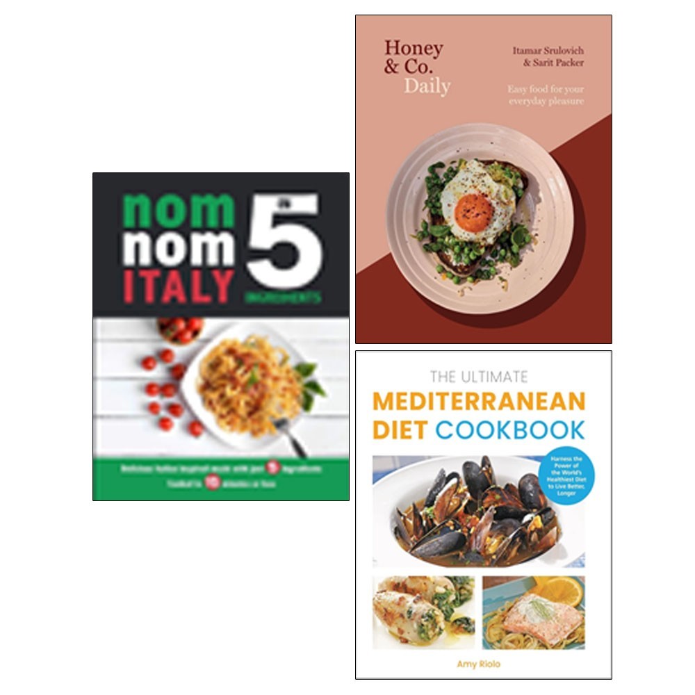 Honey & Co Daily HB,Ultimate Mediterranean Diet,Nom Nom Italy 3 Books Set