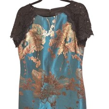 Adrianna Papell Dress UK12 Black Blue Party Sparkle Metalic. Lined Dress Ladies.