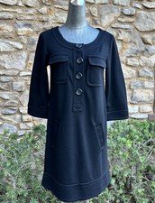 Kensie Button Front Dress with Pockets Black Small
