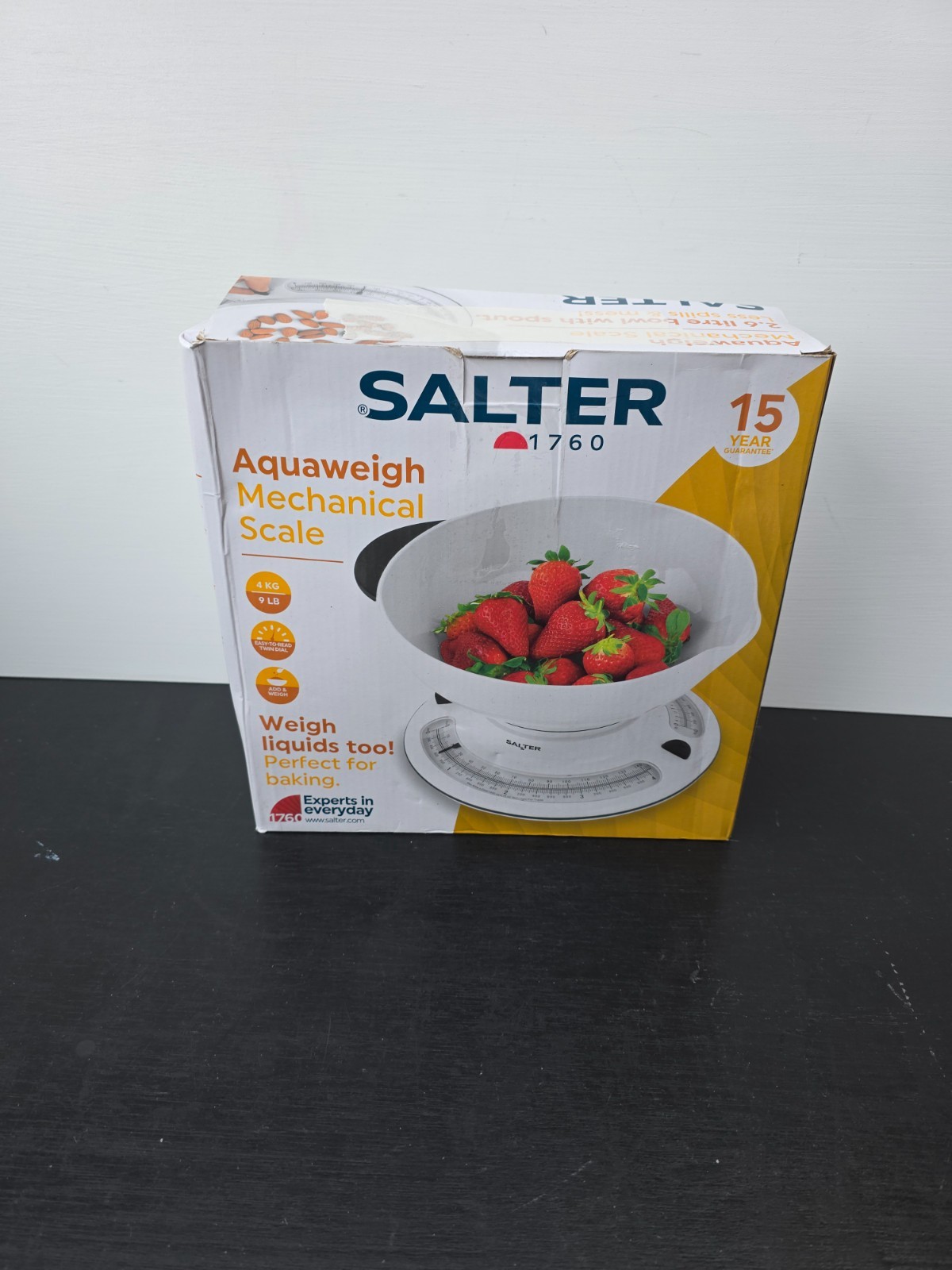 Salter Mechanical Kitchen Scale with Weighing Bowl Compact Storage Aquaweigh