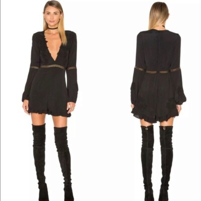 For Love & Lemons Lilou Romper Black size Medium