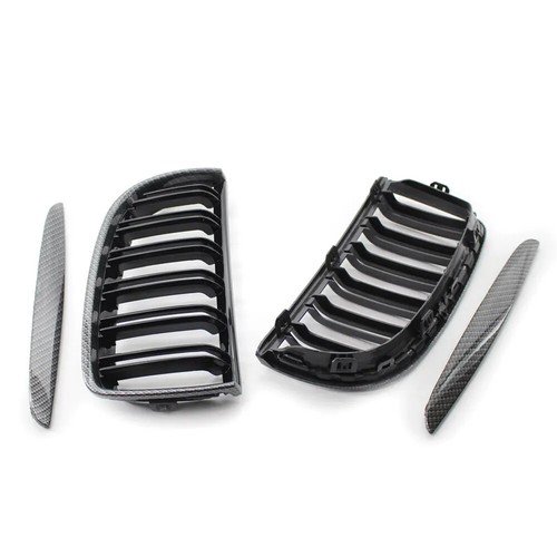 For BMW E90 E91 325i 328i Carbon Fiber Front Kidney Grille 2005-2008 Dual Slat - Picture 3 of 5