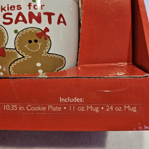 3 Piece Santa's Cookie Set Ceramic 10" Plate 24oz Mug 11oz Cup Christmas Eve New - Picture 4 of 7
