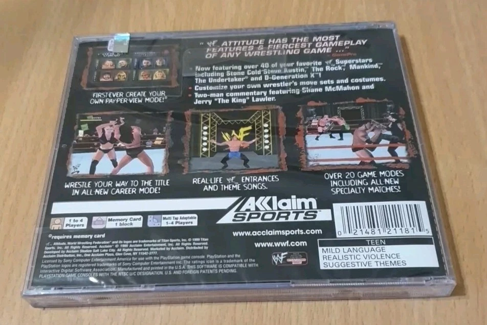 WWF Attitude, NTSC-U/C, PS1, BRAND NEW OFFICIAL SEALED!!! RARE - Image 2 of 4